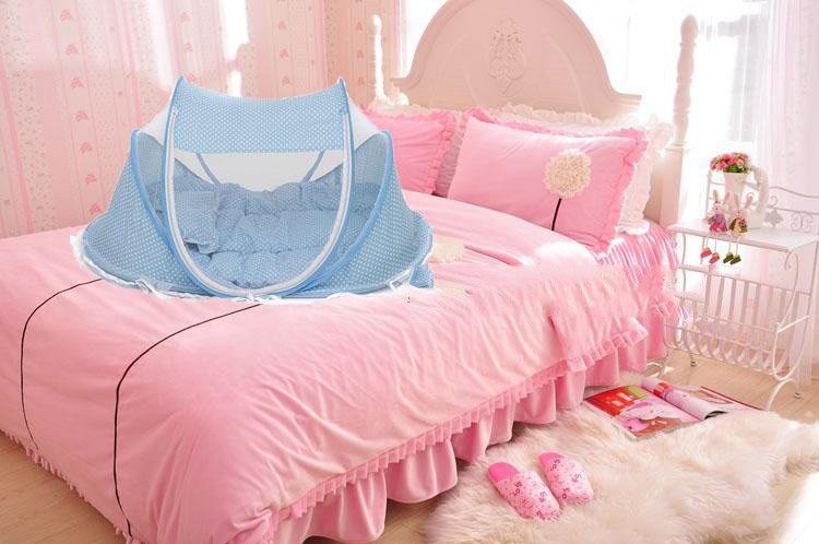 Moustiquaire pliable pour bébé avec oreiller – Ensemble 2 pièces pour la maison et les déplacements