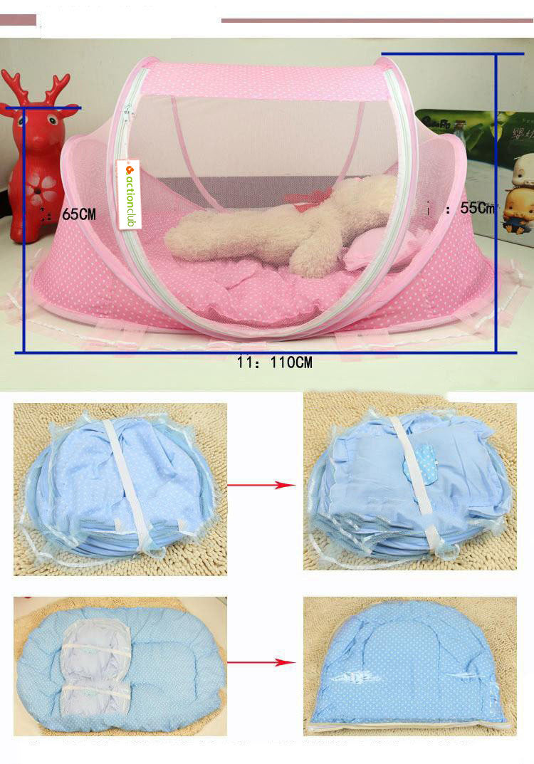 Moustiquaire pliable pour bébé avec oreiller – Ensemble 2 pièces pour la maison et les déplacements