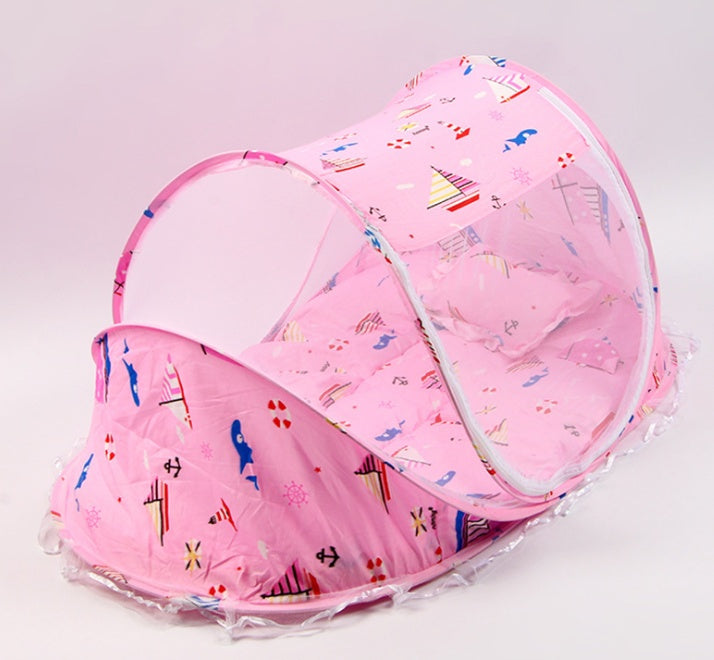 Moustiquaire pliable pour bébé avec oreiller – Ensemble 2 pièces pour la maison et les déplacements