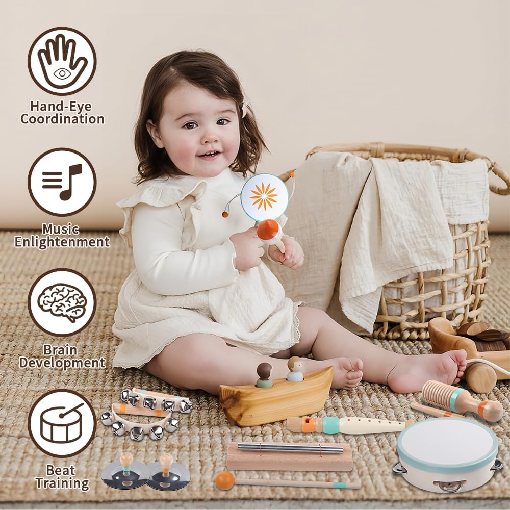 Ensemble d'instruments de musique pour tout-petits en bois