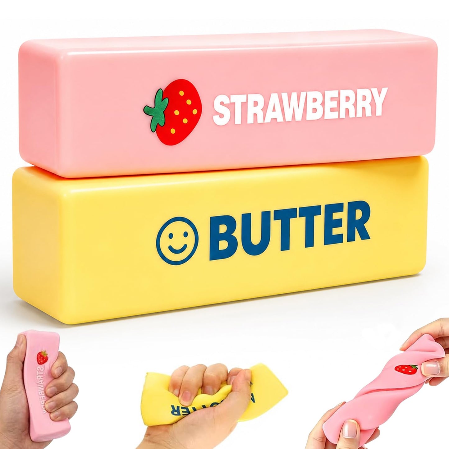 2 Stück Squishy Butter Erdbeere Slow Rising Quetschspielzeug Anti-Stress