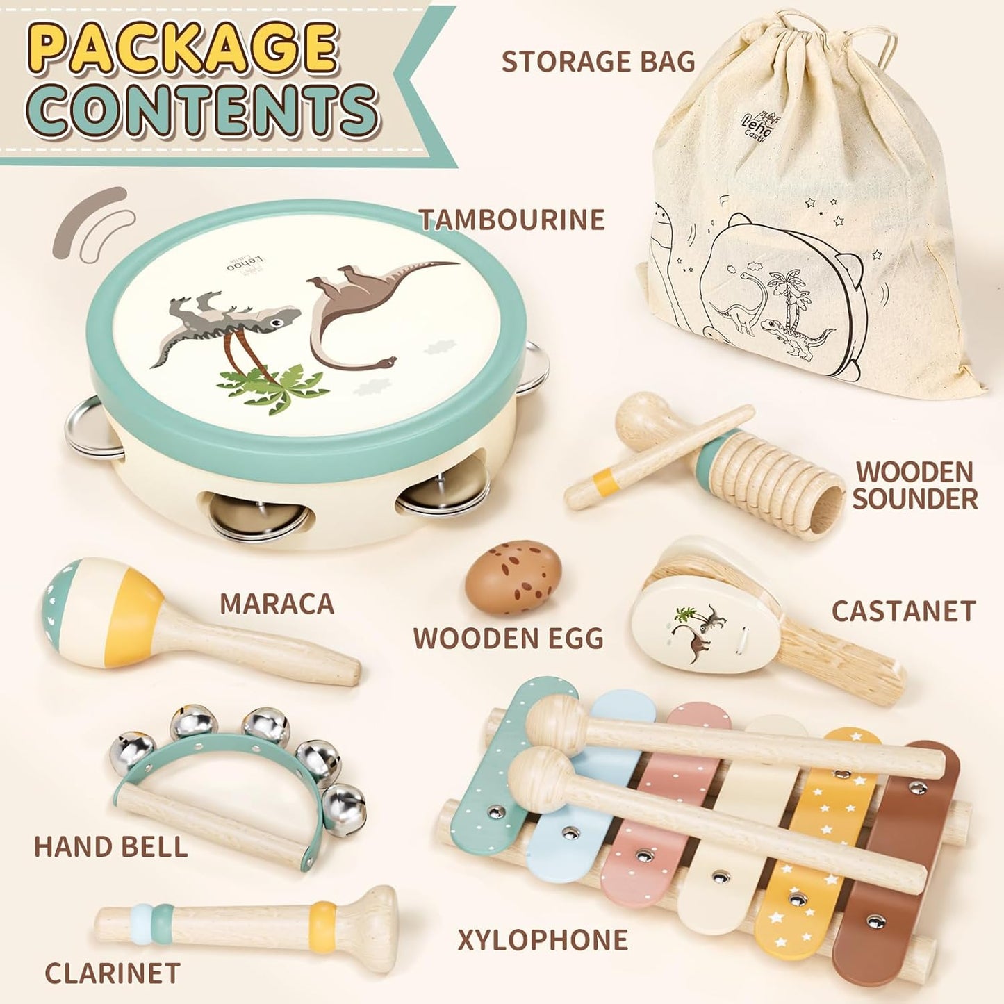 Instruments de musique en bois pour enfants