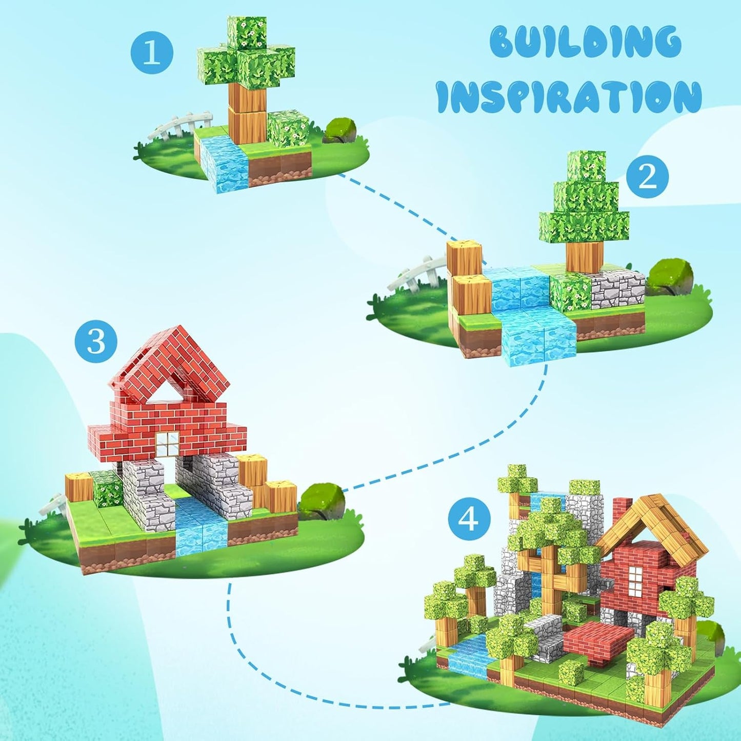 Blocs de construction magnétiques – Jouets Montessori STEM pour enfants