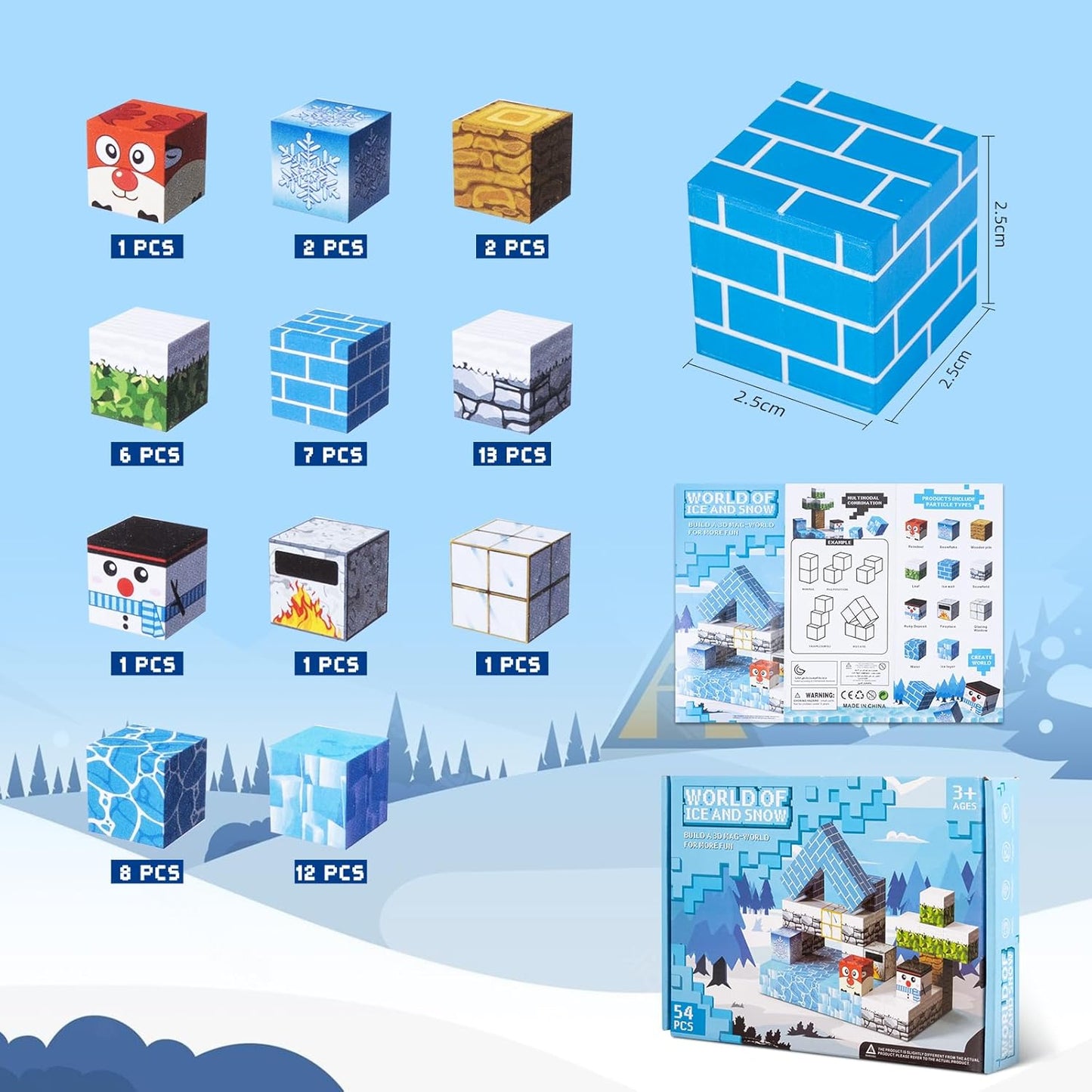 Magnetische Bausteine Schneewelt