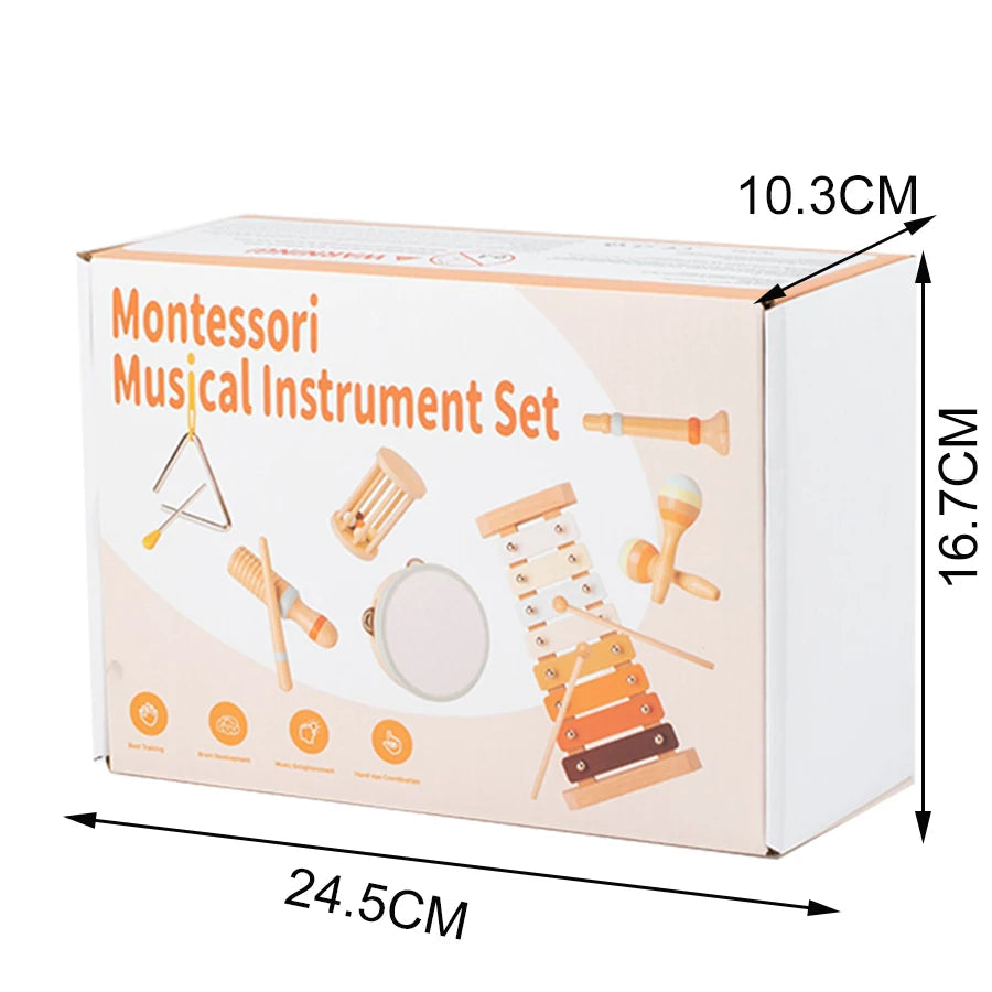 Ensemble d'instruments de musique Orff 7 pièces pour tout-petits – jouet éducatif avec tambourin, castagnettes et hochets