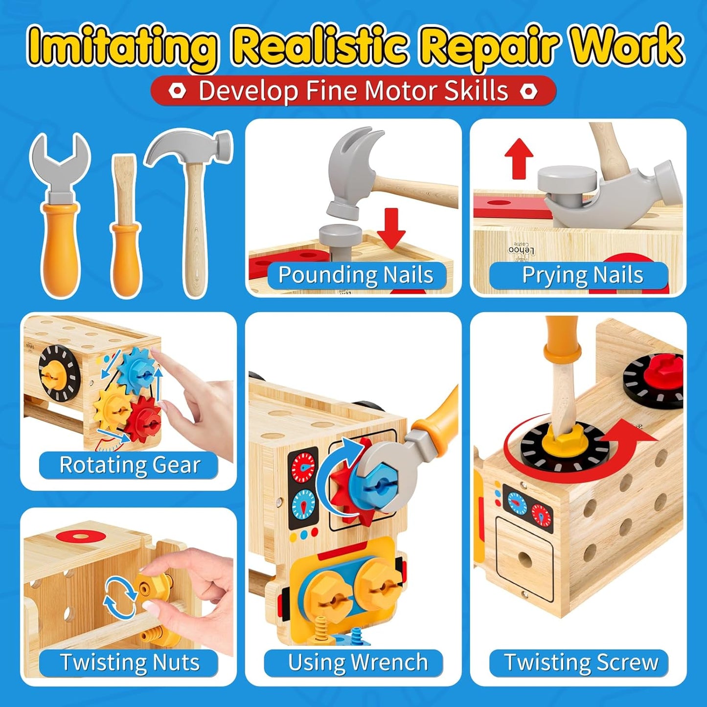 Boîte à outils en bois pour enfants