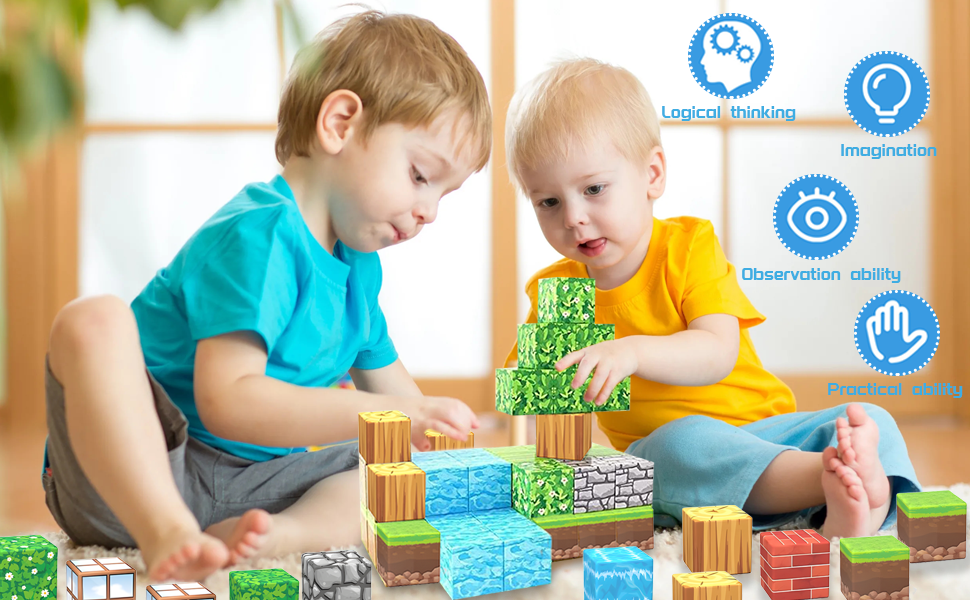 Blocs de construction magnétiques – Jouets Montessori STEM pour enfants