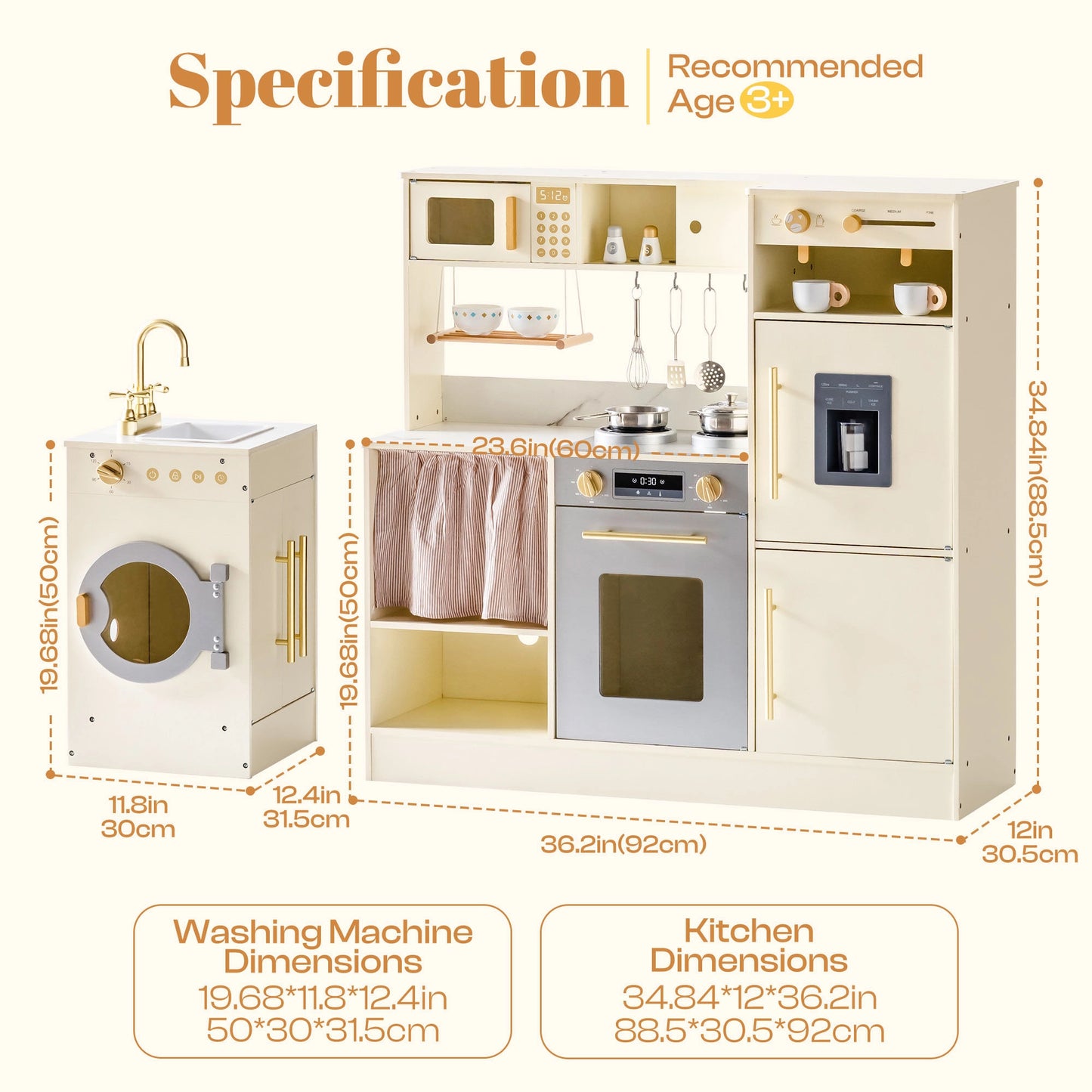 Cuisine d'angle en bois 2-en-1 avec accessoires