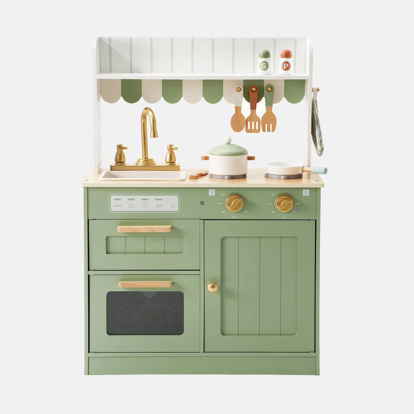 Holz Spielküche Kinder Olivgrün