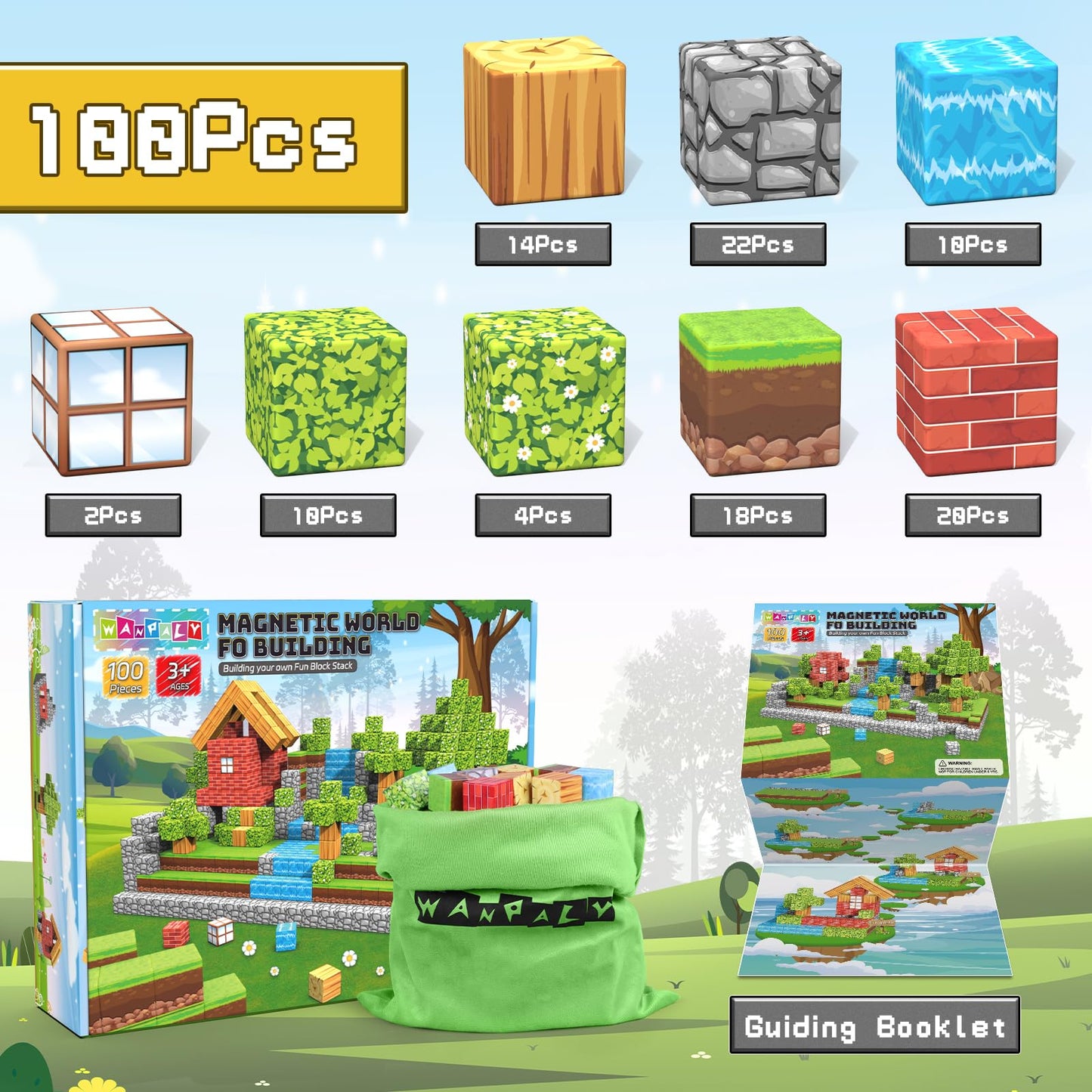 Magnetic Building Blocks Forest Set – 100–500 Pieces