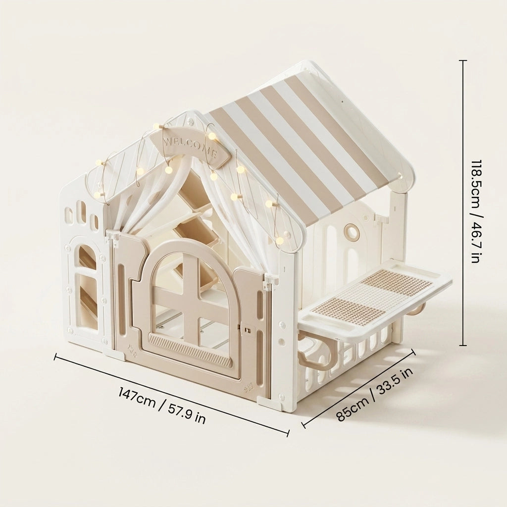 Kinderspielhaus mit Bausteinplatte – Indoor Spielzelt für Kinder
