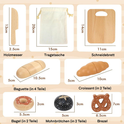 Schneideset Brot Holz mit Klettverschluss ab 3 Jahre