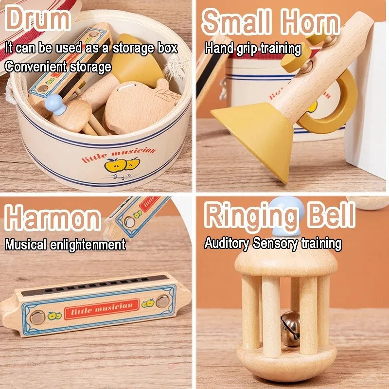 Wooden Xylophone &amp; Drum Set for Toddlers – Montessori Musical Toys