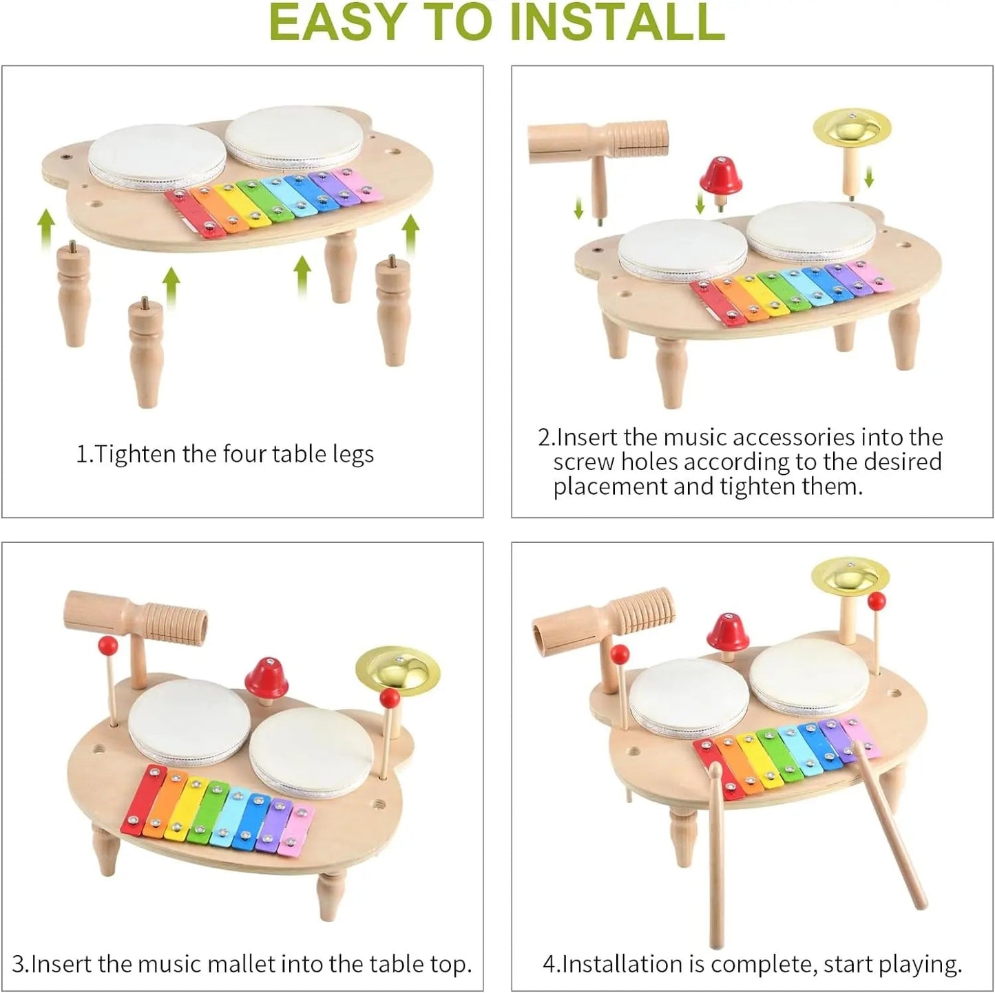 Wooden Xylophone &amp; Drum Set for Toddlers – Montessori Musical Toys