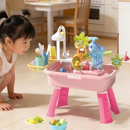 Kinder Wassertisch mit Küche und Angelspiel – 43-teilig, ab 3 Jahren