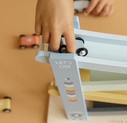 Holz-Autorennbahn mit 4 Autos – Kugelbahn für Kleinkinder ab 18 Monaten