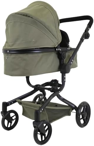 Faltbarer Puppenwagen 2-in-1 in Retro-Grün ab 3 Jahre