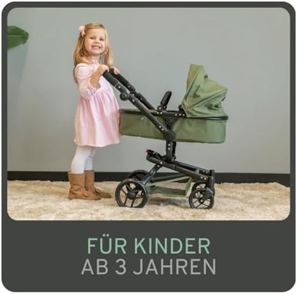 Faltbarer Puppenwagen 2-in-1 in Retro-Grün ab 3 Jahre