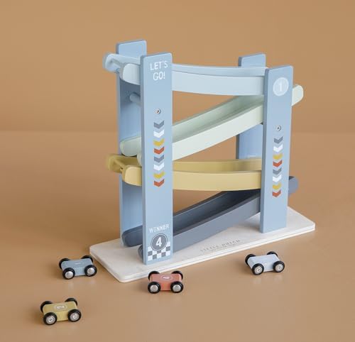 Holz-Autorennbahn mit 4 Autos – Kugelbahn für Kleinkinder ab 18 Monaten