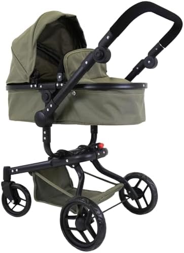 Faltbarer Puppenwagen 2-in-1 in Retro-Grün ab 3 Jahre