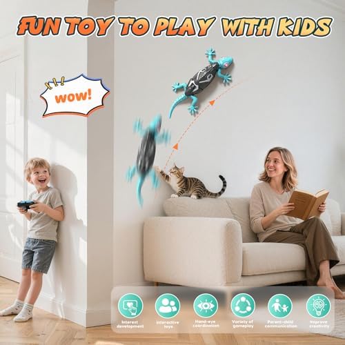 Wand-Gecko mit Fernbedienung – klettert auf Wand, Glas & Decke, LED-Augen, ab 3 Jahre