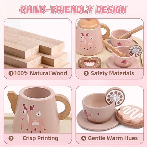 Holz Teeservice Kinder – Teeparty Set ab 3 Jahren