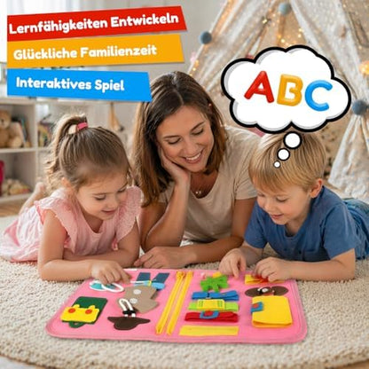 Filz Busy Board 8 Seiten – 20+ Aktivitäten, Reisespielzeug ab 3 J.