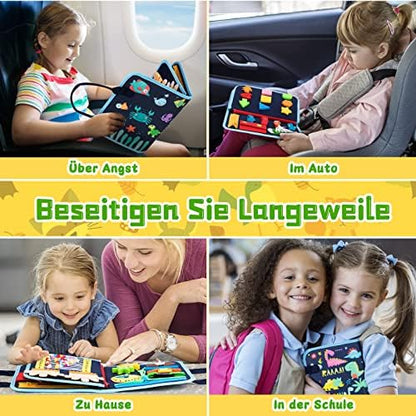 Dino Busy Board Filz – 20 Alltagsfertigkeiten ab 1 Jahr