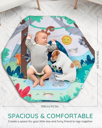 4-in-1 Spielmatte Baby mit 6 Sensorspielzeugen ab Geburt bis 18 Monate