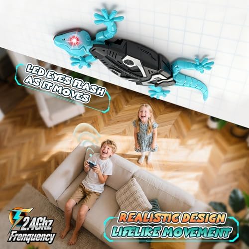 Wand-Gecko mit Fernbedienung – klettert auf Wand, Glas & Decke, LED-Augen, ab 3 Jahre