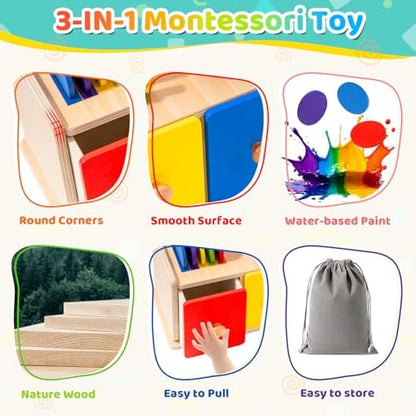 3-in-1 Holz-Sortierbox – Farben, Formen & Steckspiel ab 1 Jahr