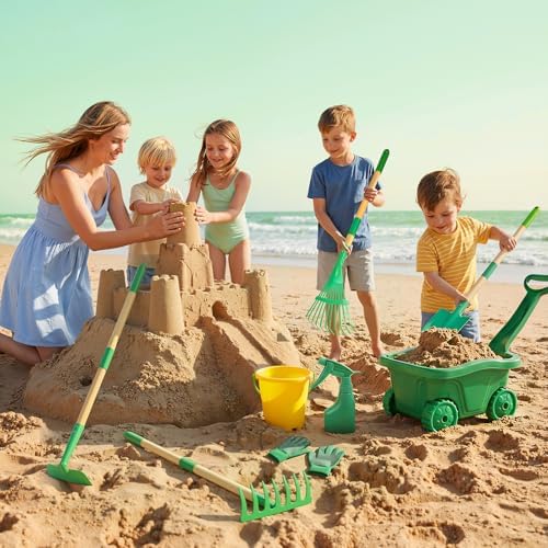 Kinder Gartenset mit Schubkarre – 7-teilig, Holz & Metall, ab 3 Jahren