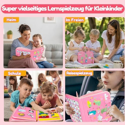 Filz Busy Board 8 Seiten – 20+ Aktivitäten, Reisespielzeug ab 3 J.