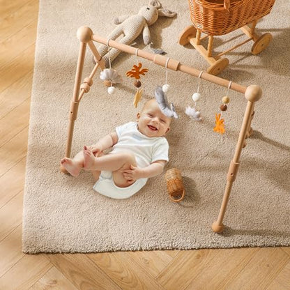 Holz Spielbogen Baby aus FSC-Holz mit Meerestier-Anhängern ab 3 Monate