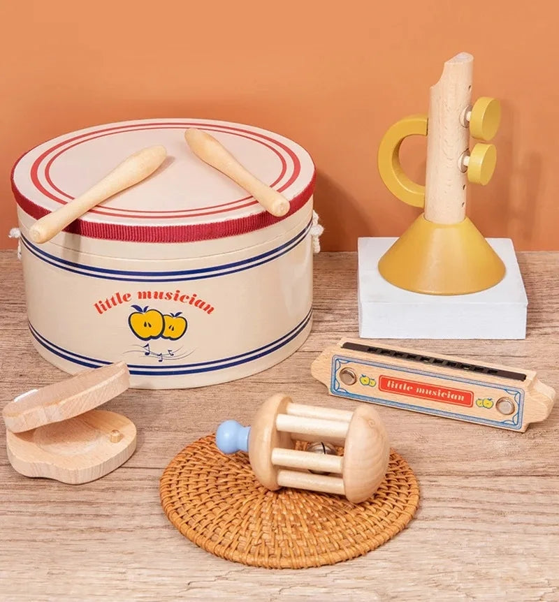 Wooden Xylophone &amp; Drum Set for Toddlers – Montessori Musical Toys