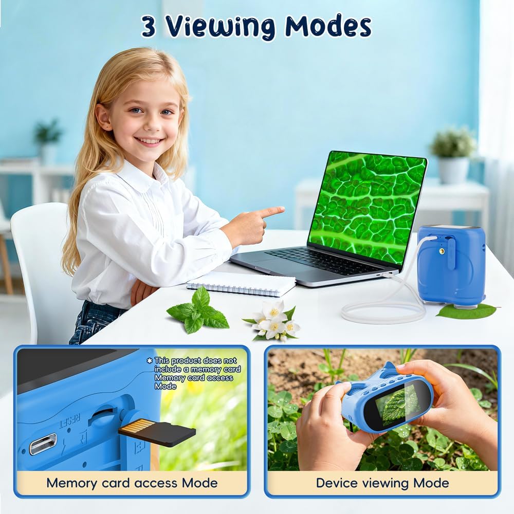 2-in-1 Microscope & Binoculars for Kids – 2.4" IPS Display, 8 LED, Ages 3+