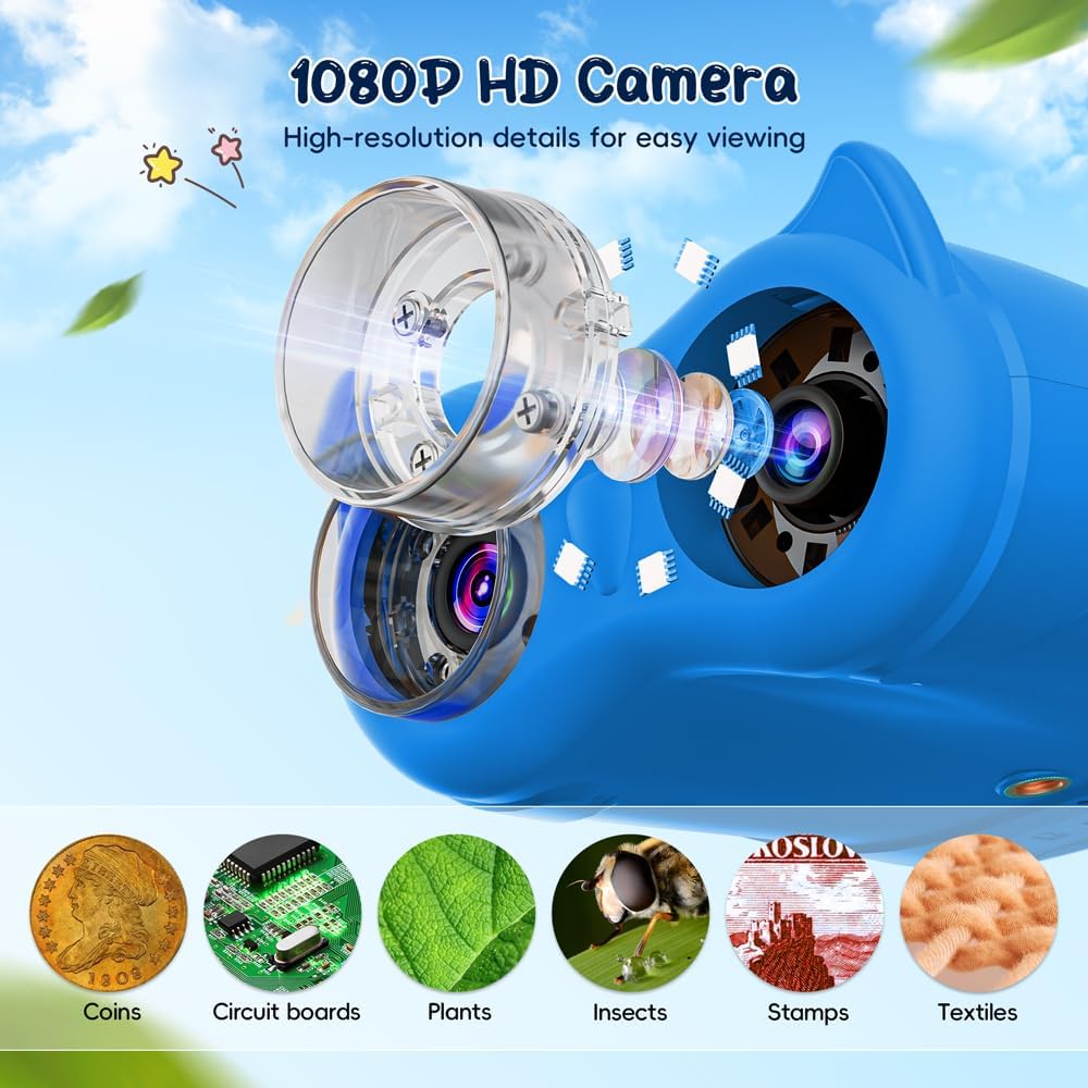 2-in-1 Microscope & Binoculars for Kids – 2.4" IPS Display, 8 LED, Ages 3+