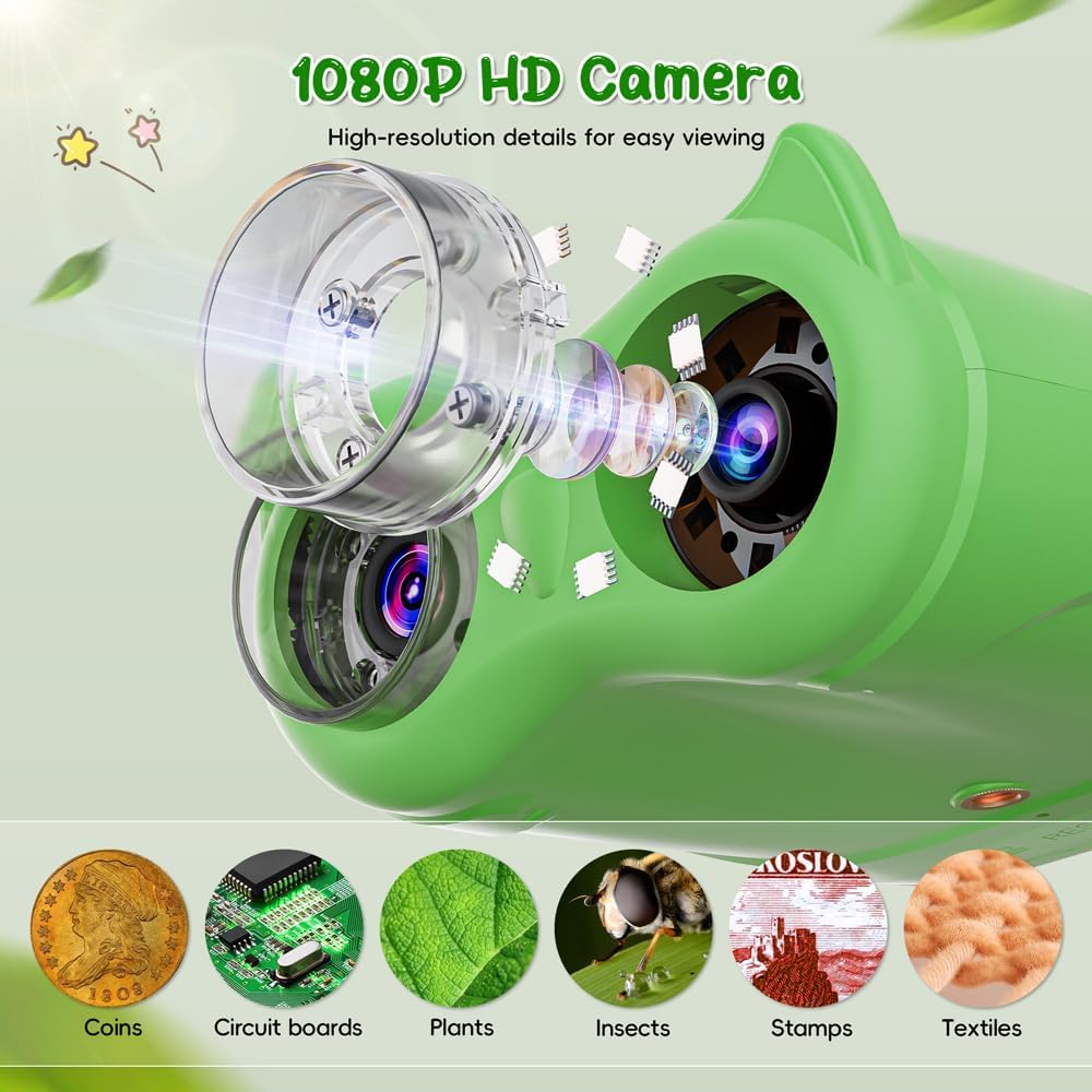 2-in-1 Microscope & Binoculars for Kids – 2.4" IPS Display, 8 LED, Ages 3+