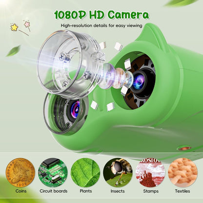 2-in-1 Microscope & Binoculars for Kids – 2.4" IPS Display, 8 LED, Ages 3+