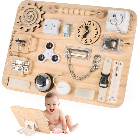 Montessori Busy Board aus Holz – 18+ Aktivitäten für Kleinkinder