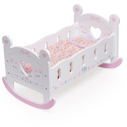 Puppenbett mit Kleiderschrank aus Holz – Spielmoebel fuer Puppen bis 55 cm