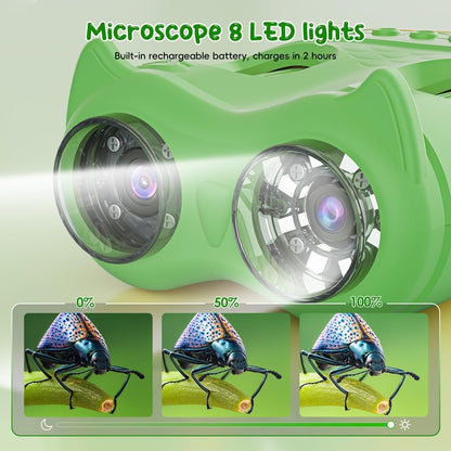 2-in-1 Microscope & Binoculars for Kids – 2.4" IPS Display, 8 LED, Ages 3+
