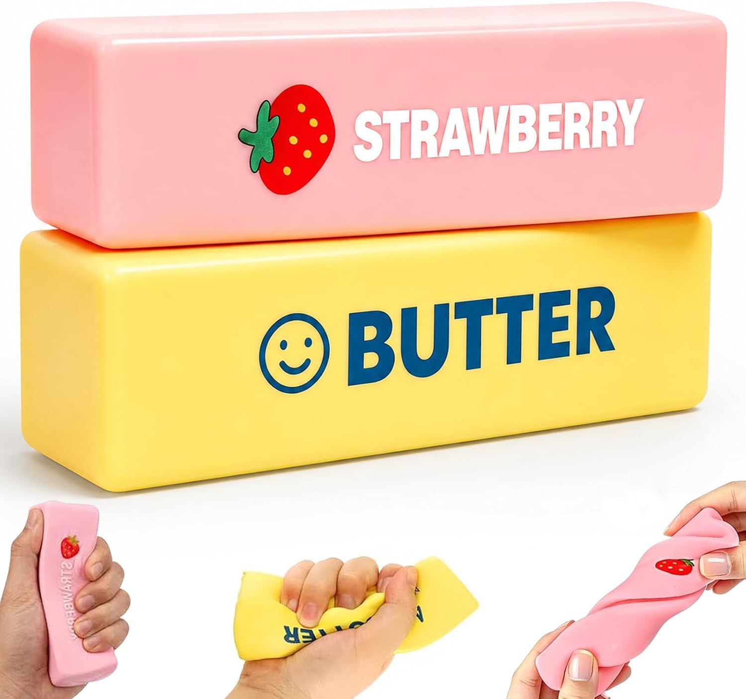 2 Stück Squishy Butter Erdbeere Slow Rising Quetschspielzeug Anti-Stress