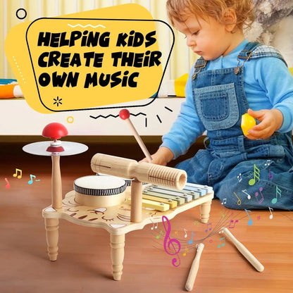 Wooden Xylophone &amp; Drum Set for Toddlers – Montessori Musical Toys