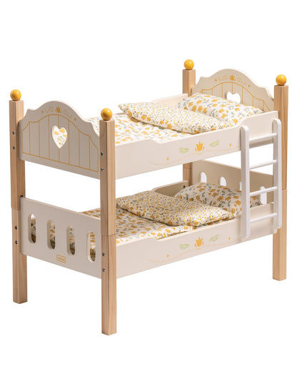 Holz Puppenbett 2-in-1 Etagenbett für 43 cm Puppen mit Zubehör