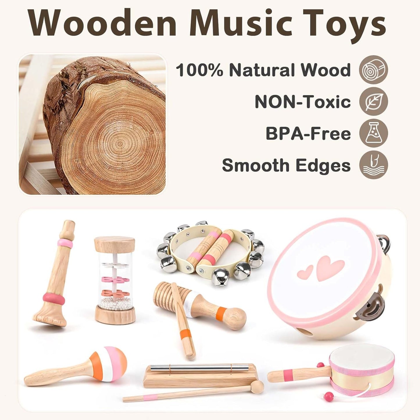Instruments de musique en bois pour enfants – à partir de 2 ans