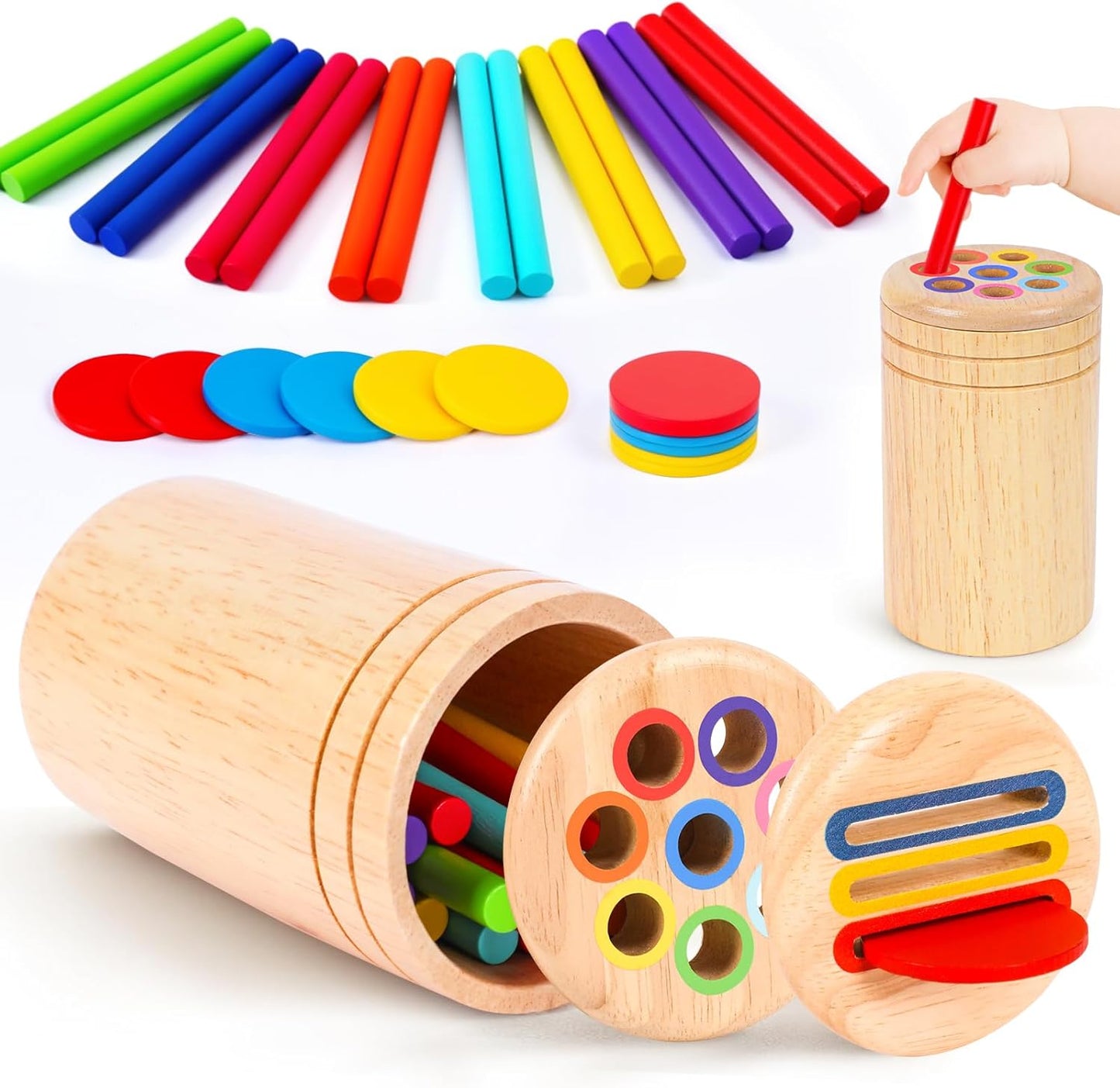 Jeu de tri des couleurs Montessori en bois – à partir de 1 an