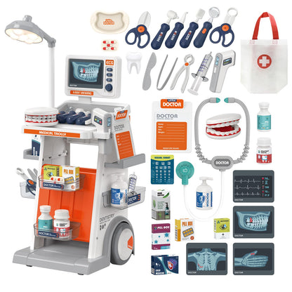 RedCrab Arztkoffer Spielzeug Kinder, 30Pcs Doktorspiele Zubehör Medizinischer Wagen Spielset mit Stethoskop, Thermometer und Spritze, Geschenk für Kinder Rollenspiel Spielzeug ab 3 Jahren