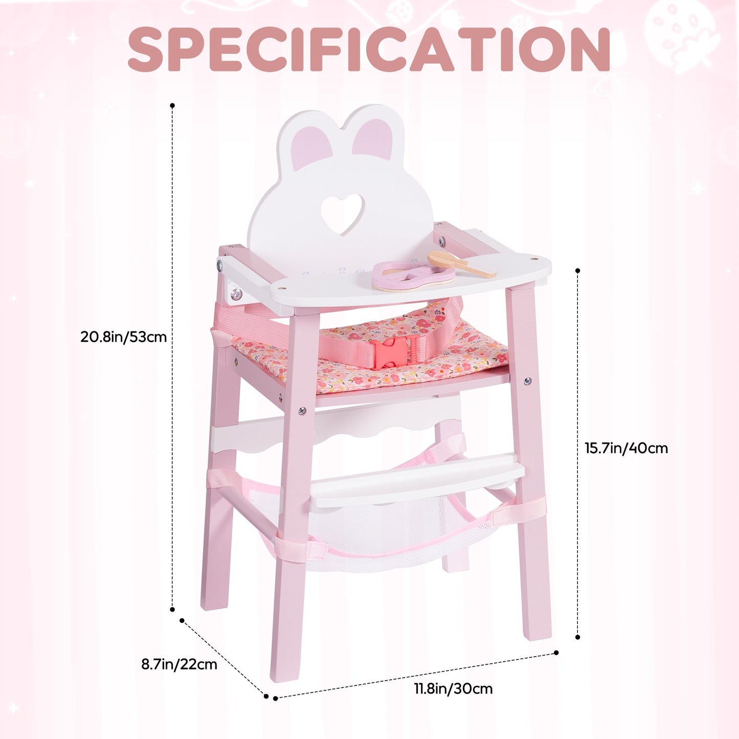 Puppenbett mit Kleiderschrank aus Holz – Spielmoebel fuer Puppen bis 55 cm