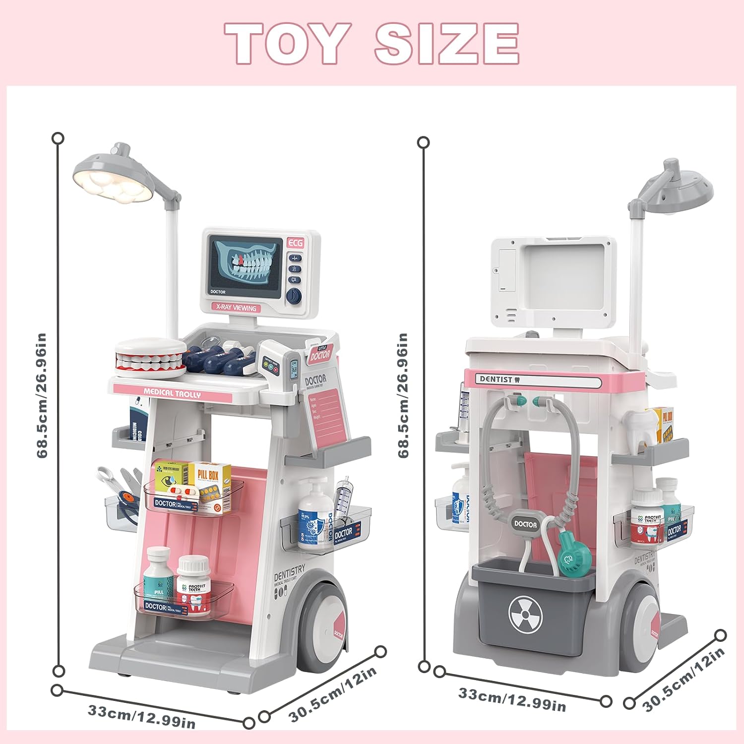 RedCrab Arztkoffer Spielzeug Kinder, 30Pcs Doktorspiele Zubehör Medizinischer Wagen Spielset mit Stethoskop, Thermometer und Spritze, Geschenk für Kinder Rollenspiel Spielzeug ab 3 Jahren